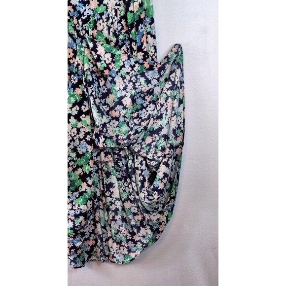 Peasant Floral Midi Dress Sz M H&M Tiered Skirt High Waist Granny Core Boho - Picture 5 of 12
